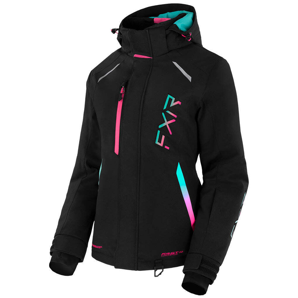 FXR Pulse Insulated Women's Snowmobile Jacket - Black/Mint/Electric Fade Size 10